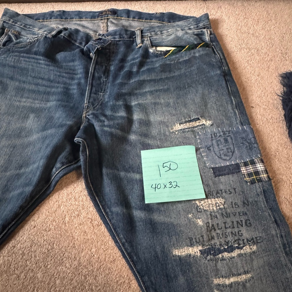 Polo Ralph Lauren Men's Distressed Blue Jeans